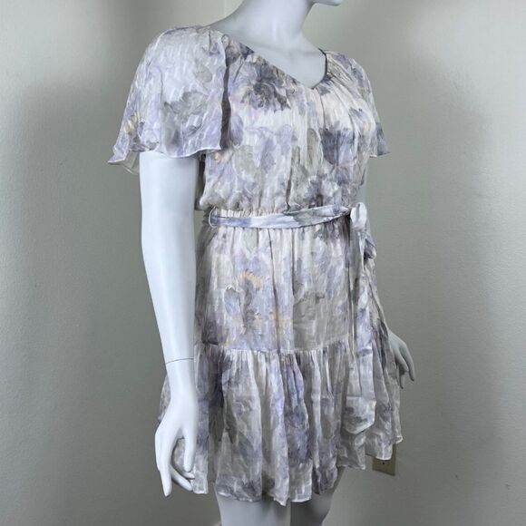 Rebecca Taylor Women Size XL White Lily Silk Floral Tiered Ruffle Mini NEW Dress - Picture 7 of 17